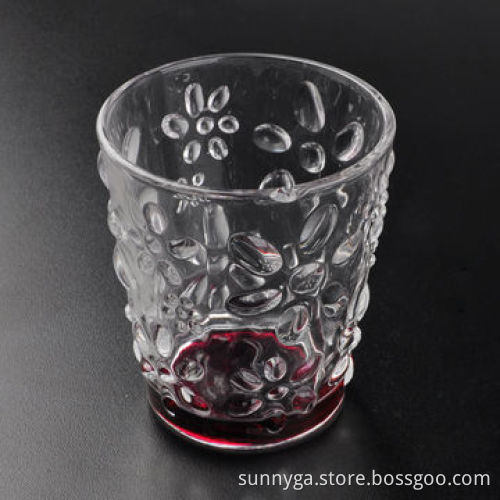 Candle Holder Glass with Embossed Patterns and Printed Color Bottom